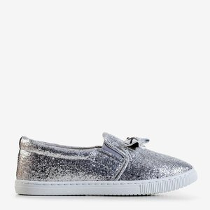 OUTLET Children's silver slip on with a bow Cintia - Footwear