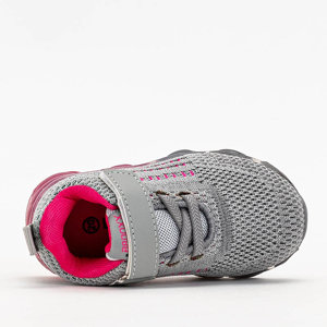 OUTLET Children's sports shoes in gray with pink elements Dons - Footwear