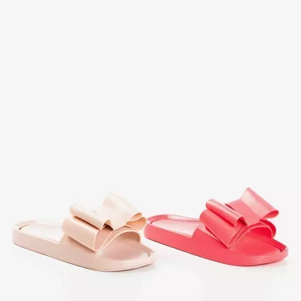 OUTLET Coral rubber slippers with a Regiton bow - Footwear