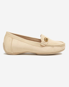 OUTLET Cream women's moccasins on low wedge heel Lemira - Shoes