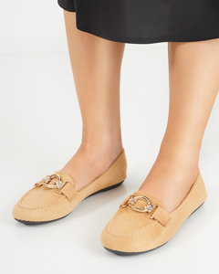 OUTLET Eco-suede moccasins in beige Brussi - Footwear