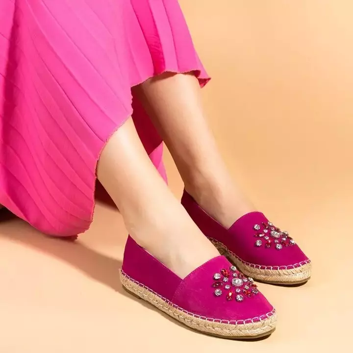 OUTLET Fuchsia women's espadrilles with embellishments Lucila - Footwear