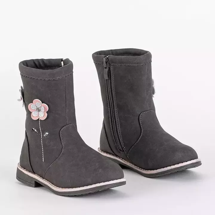 OUTLET Girls' gray boots with decorative upper Amini- Footwear
