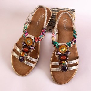 OUTLET Gold women's sandals with Ophelia ornaments - Footwear