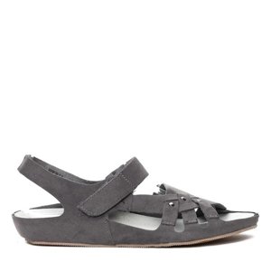OUTLET Gray sandals made of eco-suede Violitenna - Footwear