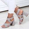 OUTLET Gray sandals on the Belen post - Footwear