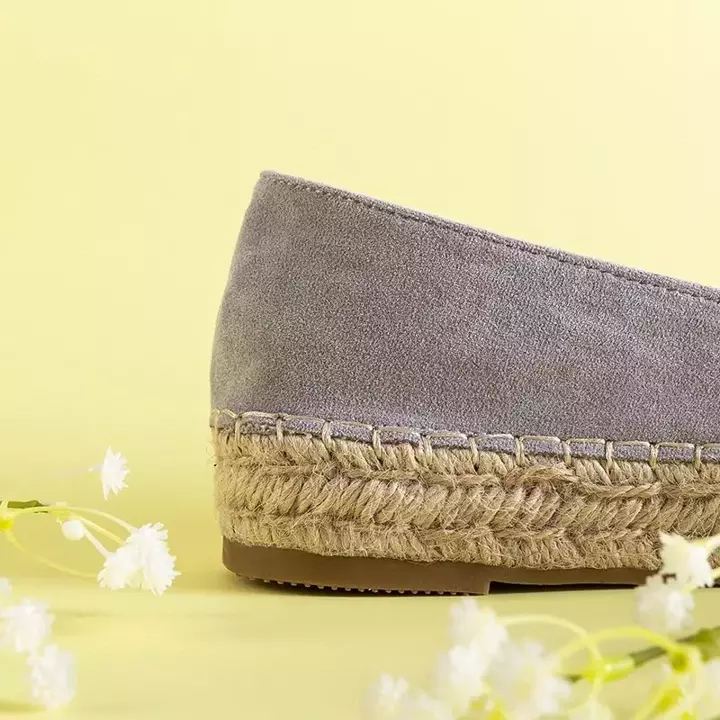 OUTLET Gray women's espadrilles with decorations Lucima - Footwear