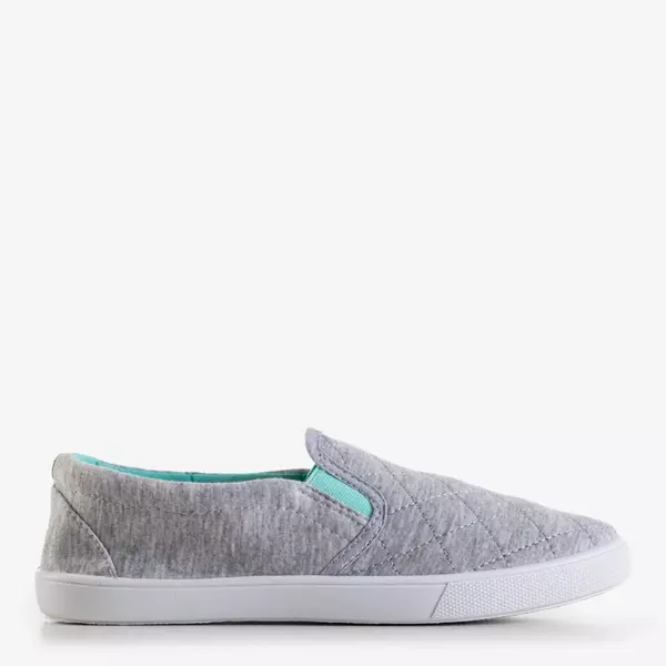 OUTLET Gray women's quilted slip on with mint inserts Weridia - Footwear