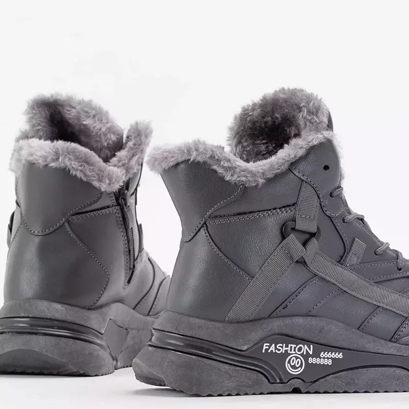 OUTLET Gray women's sports snow boots Amirshu - Footwear