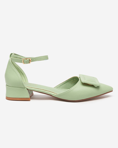 OUTLET Green women's pumps with flat Beriji heels - Shoes