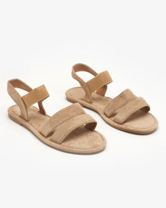 OUTLET Light brown women's eco-suede flat sandals Nerina - shoes