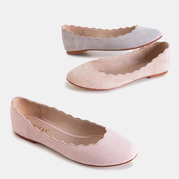 OUTLET Light gray women's eco-suede ballerinas Antonelia - Shoes