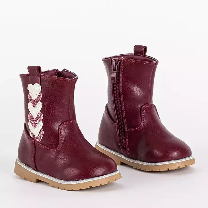 OUTLET Maroon girls' boots with decorative upper Nokimi- Footwear