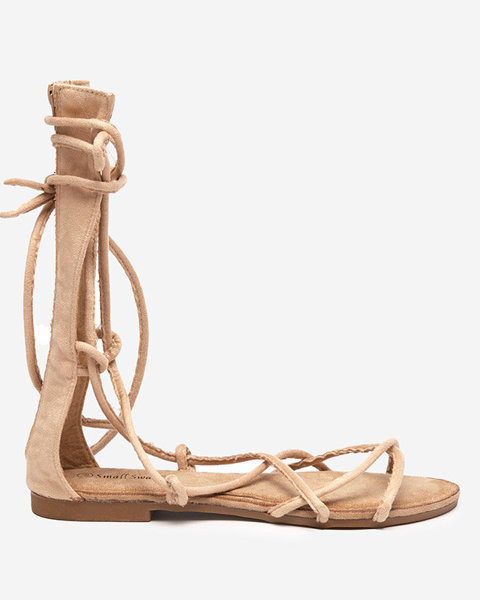 OUTLET Mid-calf beige Jeniso gladiator sandals - Footwear