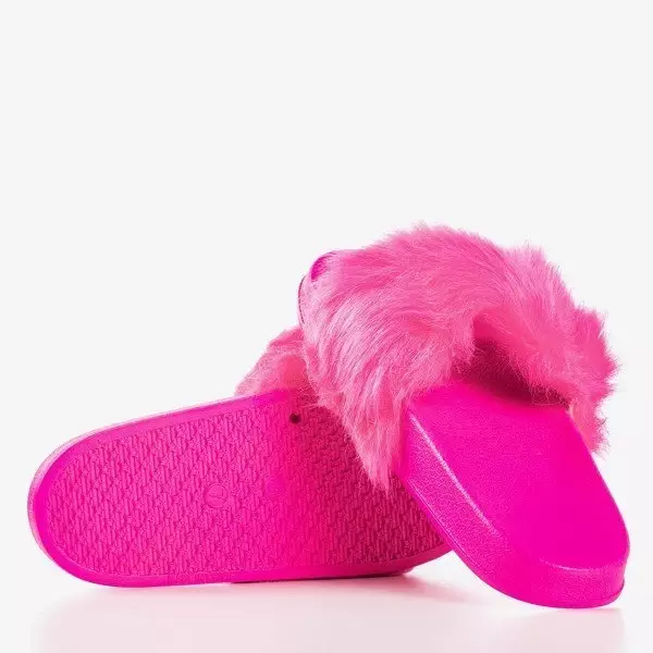 OUTLET Neon pink slippers with fur Millie- Footwear
