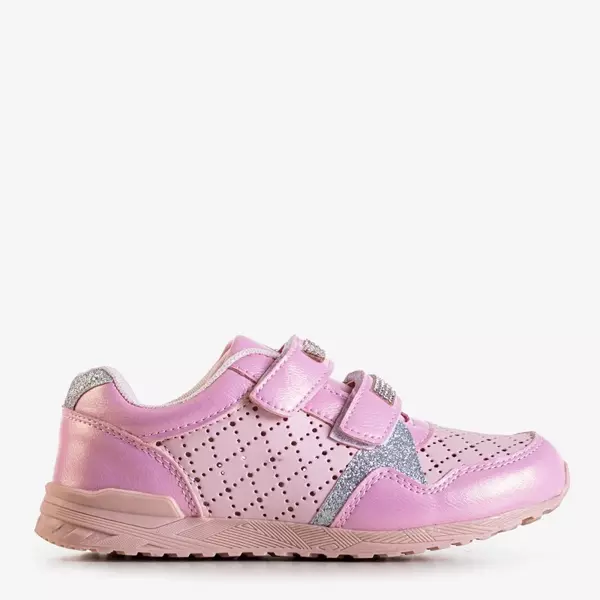 OUTLET Pink children's openwork sports shoes with cubic zirconias Abriana - Footwear