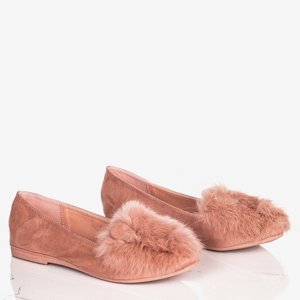 OUTLET Pink women's ballerinas with fur and ears Darya - Shoes