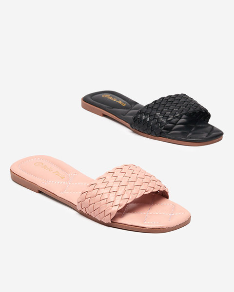 OUTLET Pink women's slippers with a braided stripe Cocota - Footwear