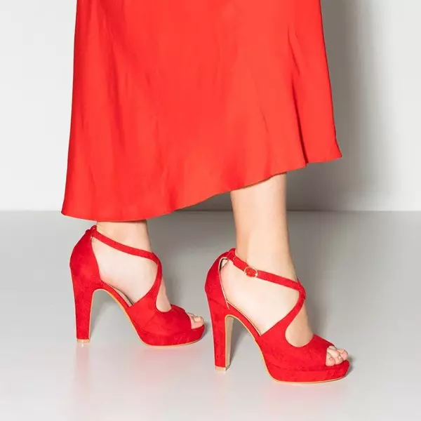 OUTLET Red high-heeled sandals Nerona - Shoes