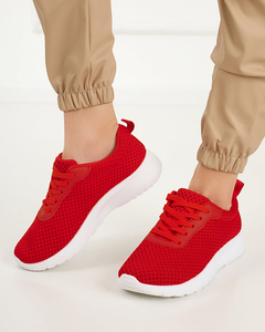 OUTLET Red women's lace-up sports shoes Opolina - Footwear