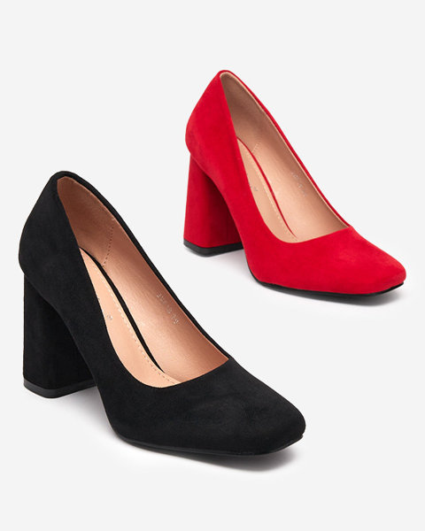 OUTLET Red women's pumps with a square toe Zerila - Shoes