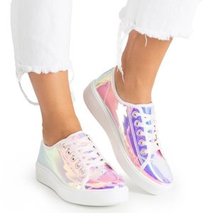 OUTLET Violet holographic sneakers on the Vordena platform - Footwear