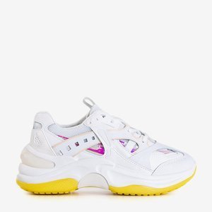 OUTLET White and yellow trainers with holographic inserts Etana - Footwear