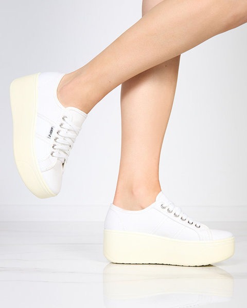 OUTLET White - ecru sports sneakers on the Darru- Footwear platform