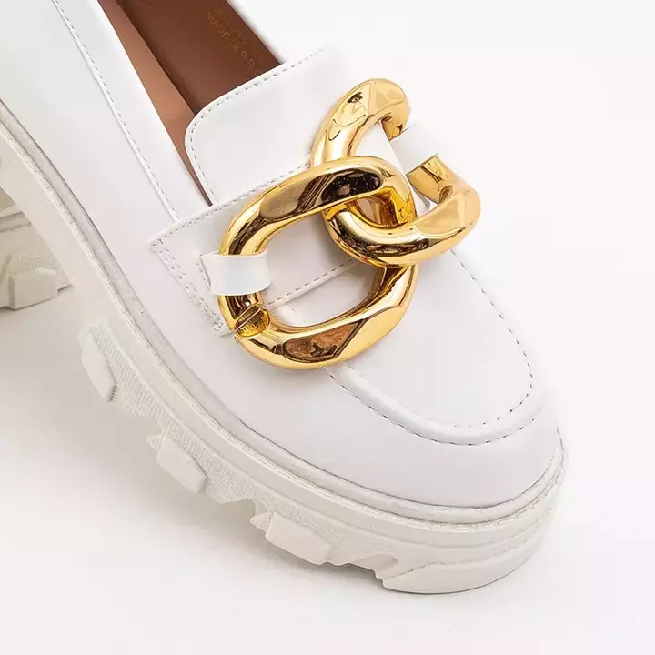 OUTLET White shoes with a golden ornament Lygia - Footwear