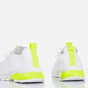 OUTLET White sports shoes with neon yellow Brighton inserts - Footwear
