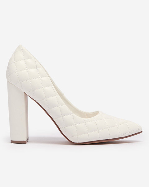 OUTLET White women's pumps with embossing Torosa- Footwear