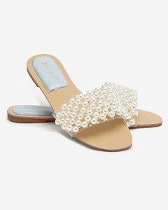 OUTLET Women's flip-flops with pearls and blue insert Faldei - Footwear