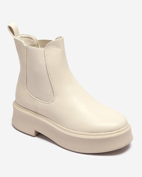 OUTLET Women's platform boots in cream color Emallo - Footwear