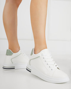 OUTLET Women's white-green sneakers with hidden anchor Uksy - Footwear
