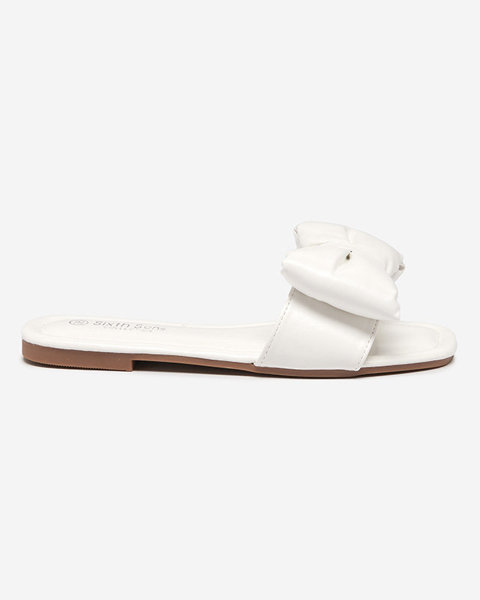 OUTLET Women's white slippers with a Macline bow - Footwear
