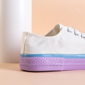 OUTLET Women's white sneakers with a purple sole Werisa - Footwear
