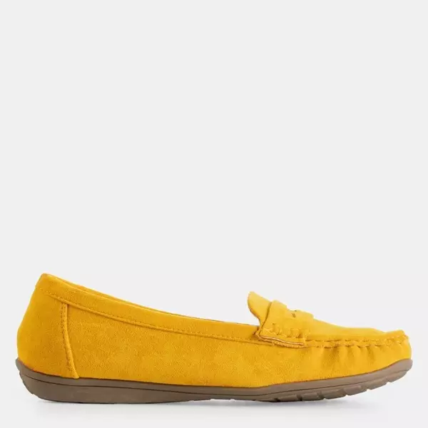 OUTLET Yellow eco-suede women's moccasins Monika - Shoes