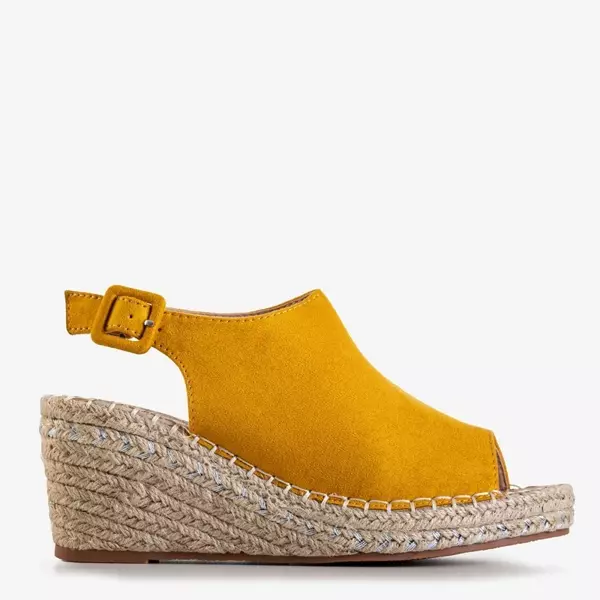OUTLET Yellow women's wedge sandals Lorala - Shoes
