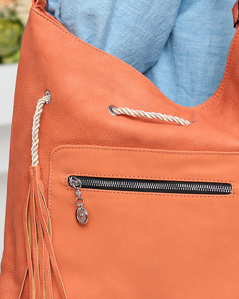 Orange ladies tote bag with drawstrings - Accessories
