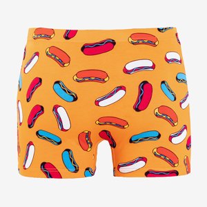Orange men's boxer shorts with colorful print- Underwear