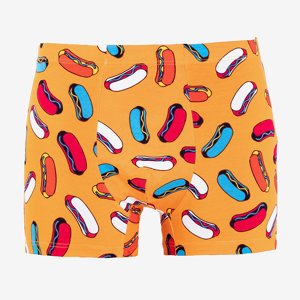 Orange men's boxer shorts with colorful print- Underwear