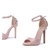 Pink high heel sandals with decorative Fraglene crystals - Footwear