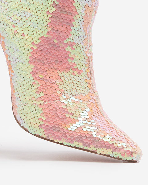 Pink holographic women's boots with sequins Lexillo- Footwear