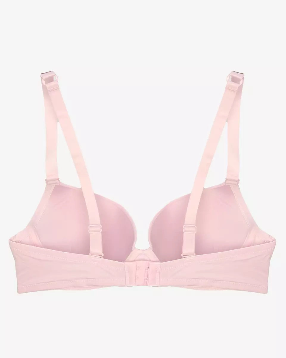 Pink plain padded bra with decorated straps - Underwear
