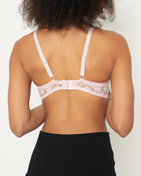 Pink women's bra with lace - Underwear