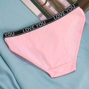 Pink women's cotton panties with a kitty - Underwear