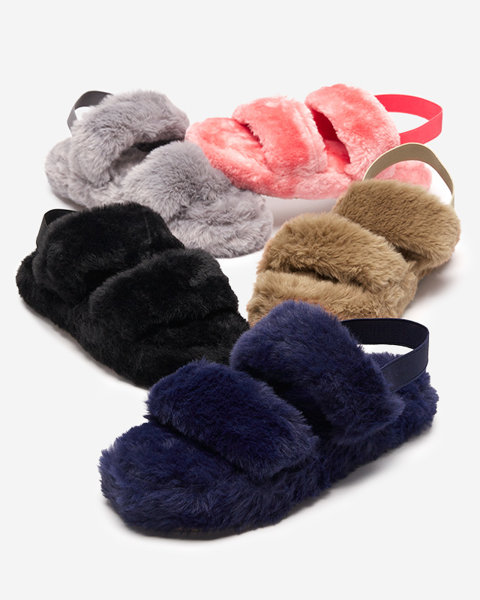 Pink women's fur slippers Narda - Footwear