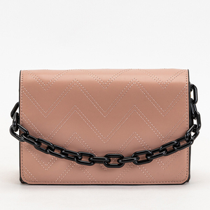 Pink women's handbag with a chain - Accessories