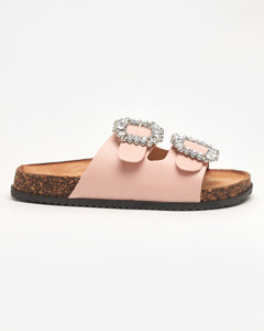 Pink women's slippers with clasps Oterina - Footwear