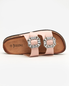 Pink women's slippers with clasps Oterina - Footwear